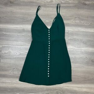 Urban Outfitters Forest Green Button Front Mini Dress‎ Spaghetti Strap Size M
